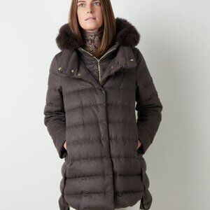 $2975 Herno Cashmere Silk A-line NO FUR - Chocolate